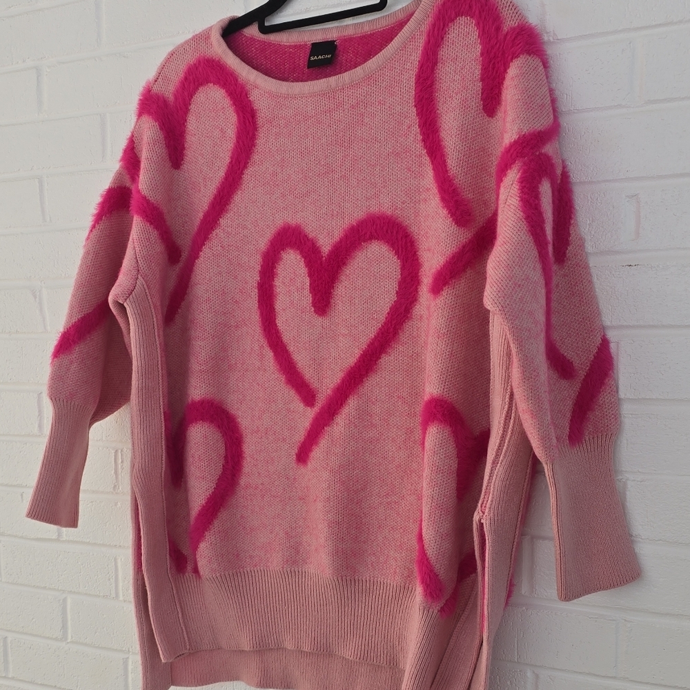 Saachi Wispy Heart Tunic Sweater One Size - Picture 3 of 10